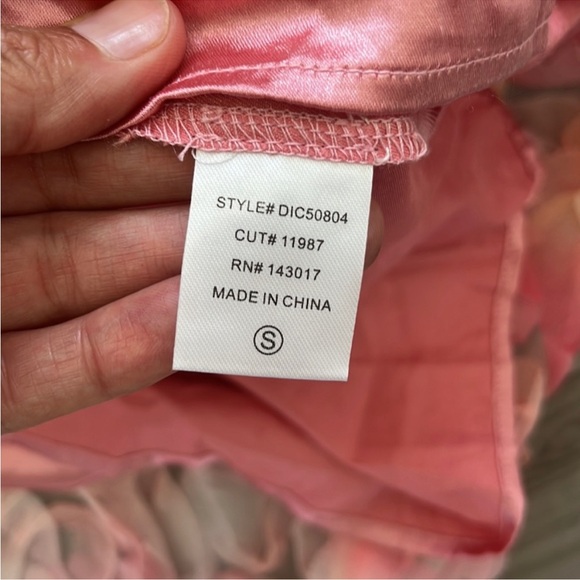 CES FEMME Dress Lace Ruffles Tule With Puff Sleeves Pink Size S - Picture 13 of 16